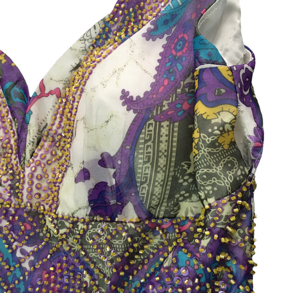Sugar Plum Women's Beaded V-neck Strap Maxi Dress Size Small (6) Multicolor - Picture 7 of 12